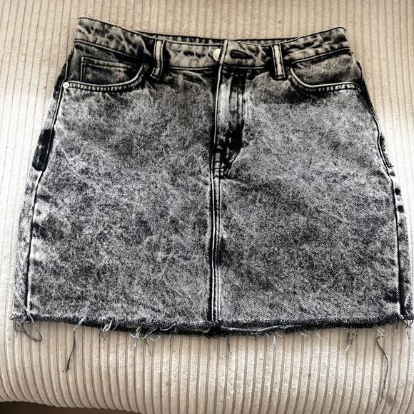 All Saints sz4 micro mini demin cut off grunge retro 90’s Y2K black distressed - Picture 1 of 8